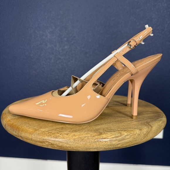 Marc Fisher NWT Nude Patent Torry Slingback Pumps, Size 9.5 - Picture 4 of 12